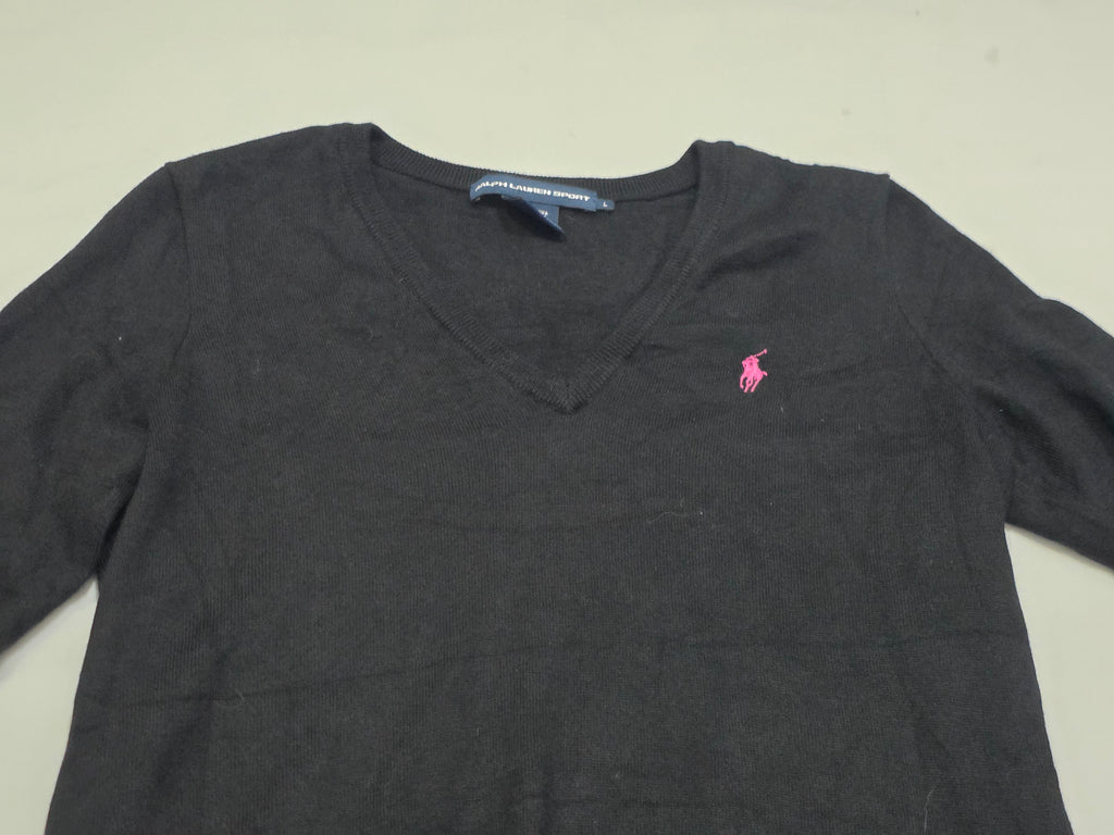 Vestido Ralph Lauren Lana Negro Talla Grande Manga Larga