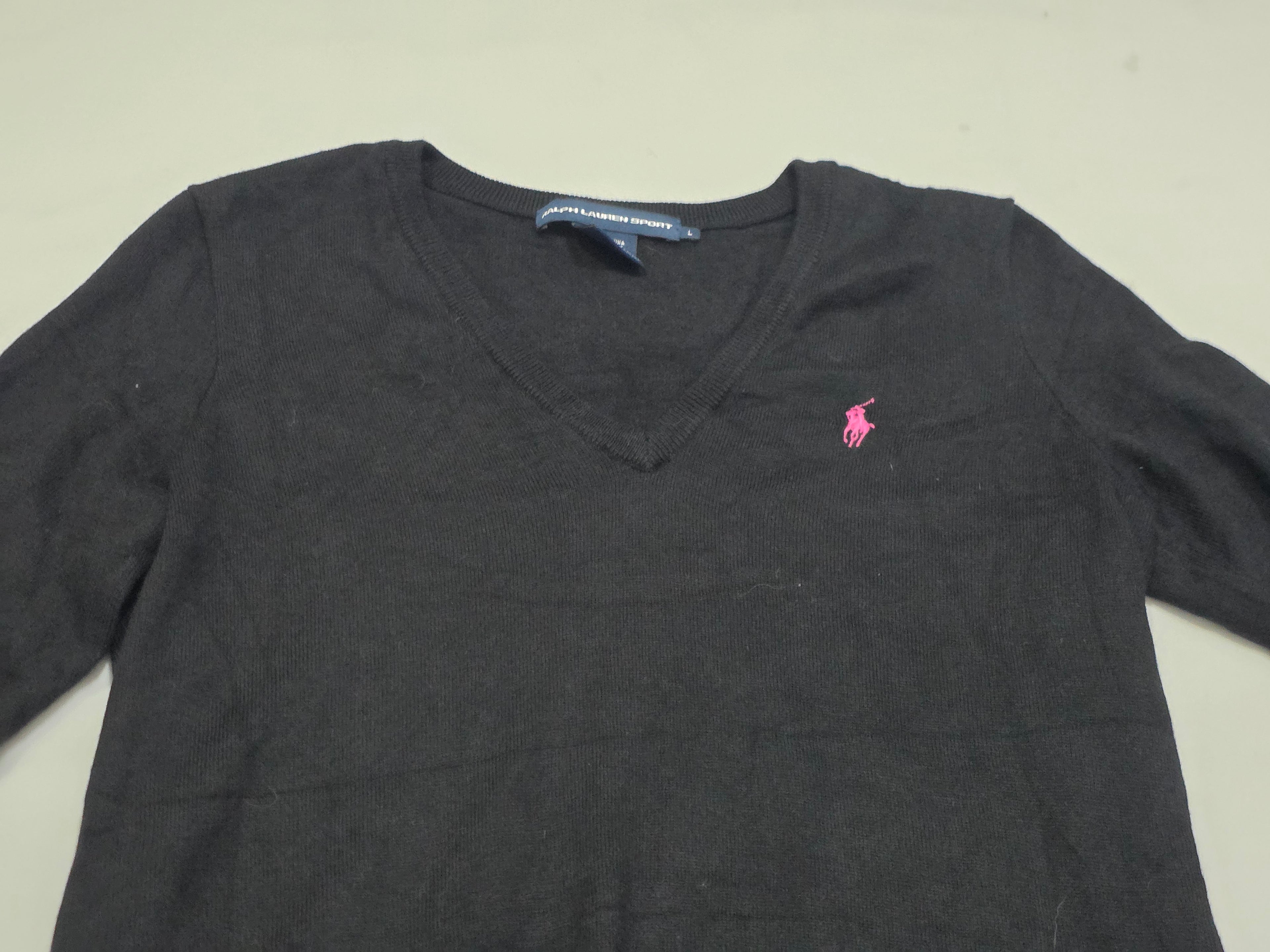 Vestido Ralph Lauren Lana Negro Talla Grande Manga Larga