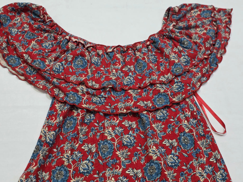 Blusa Michael Kors Off Shoulder Coral Oscuro Floreada Chica