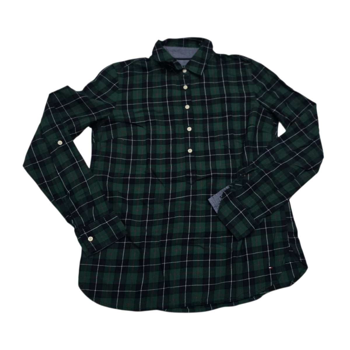 Blusa Tommy Hilfiger De Mujer Talla Chica Verde A Cuadros