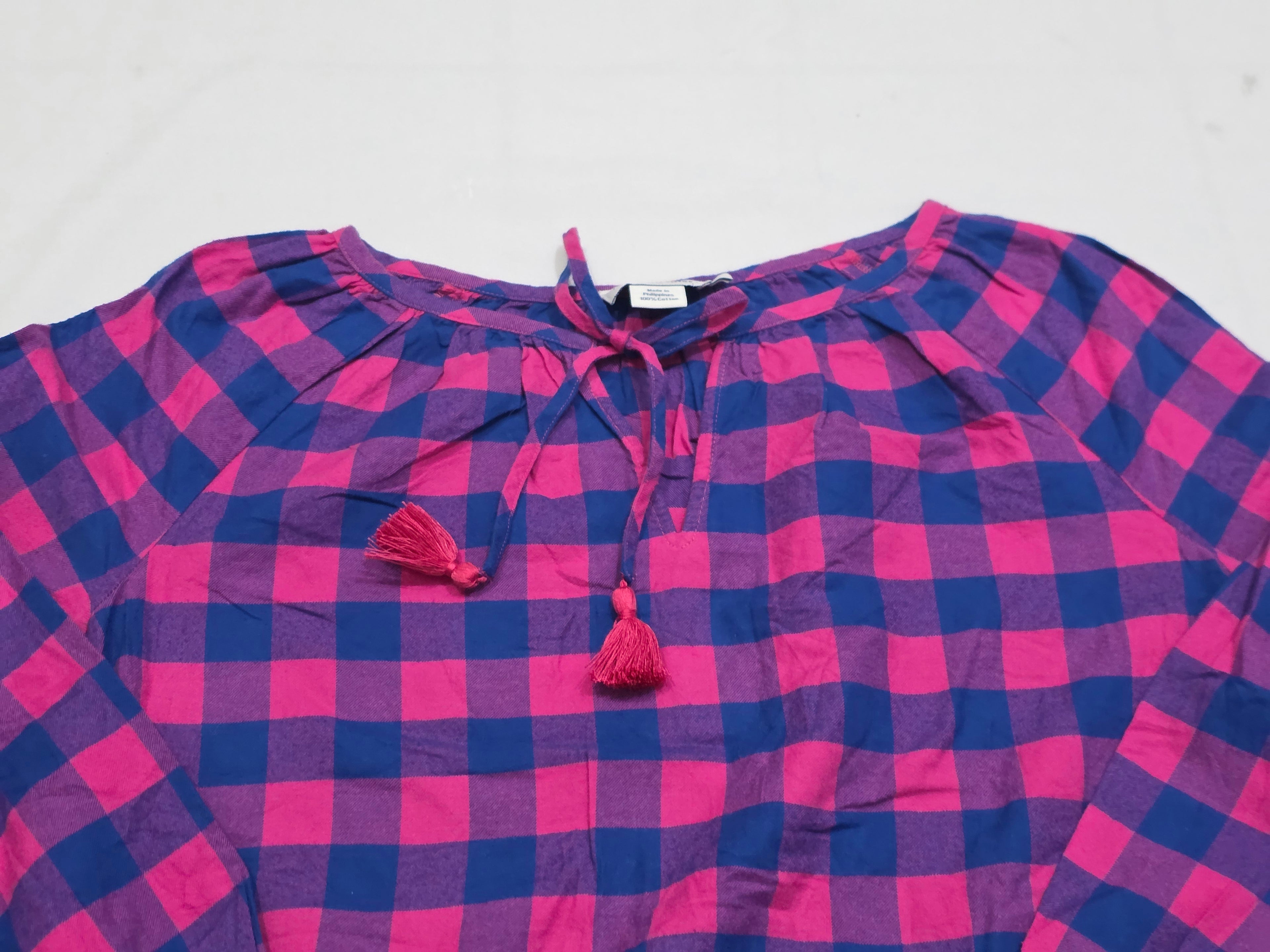 Blusa Campesina Vineyard Vines Rosa/azul Cuadros Chica
