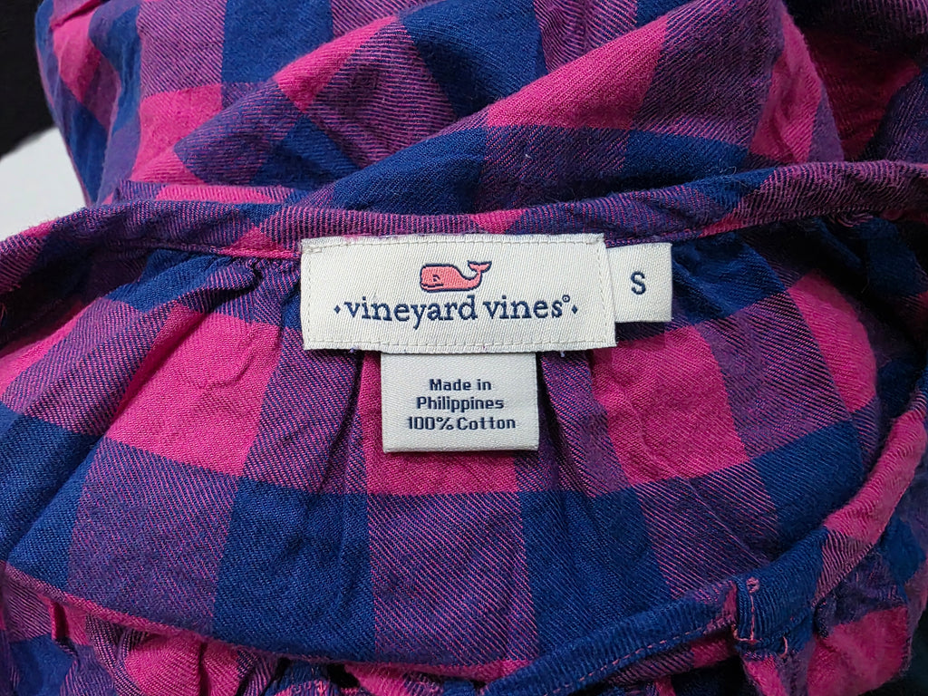Blusa Campesina Vineyard Vines Rosa/azul Cuadros Chica