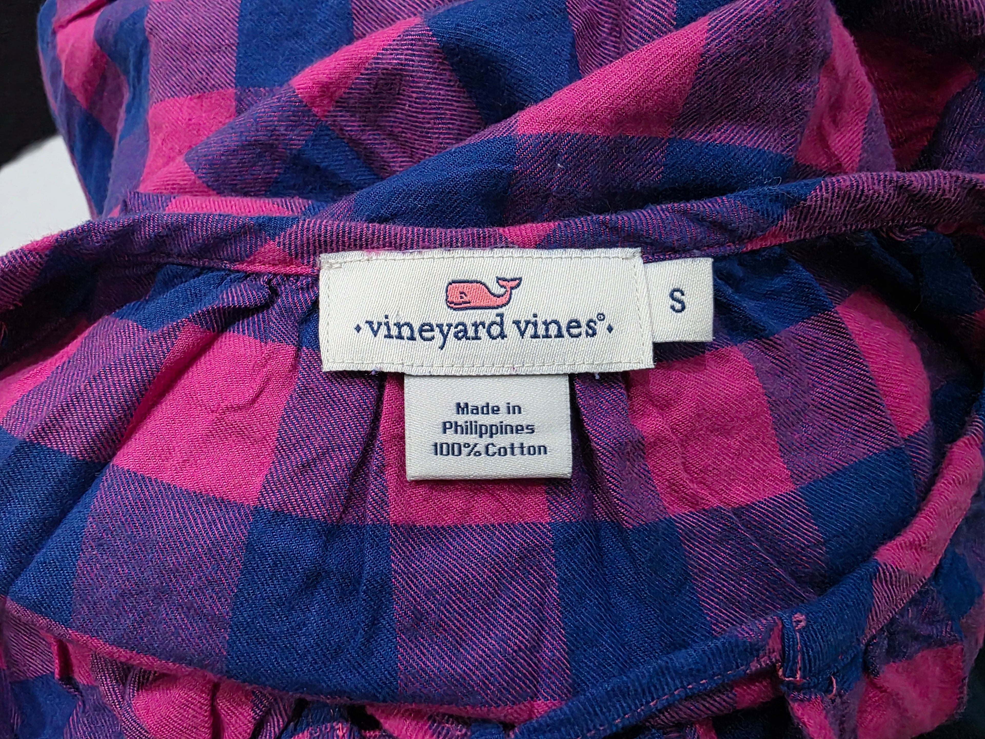 Blusa Campesina Vineyard Vines Rosa/azul Cuadros Chica