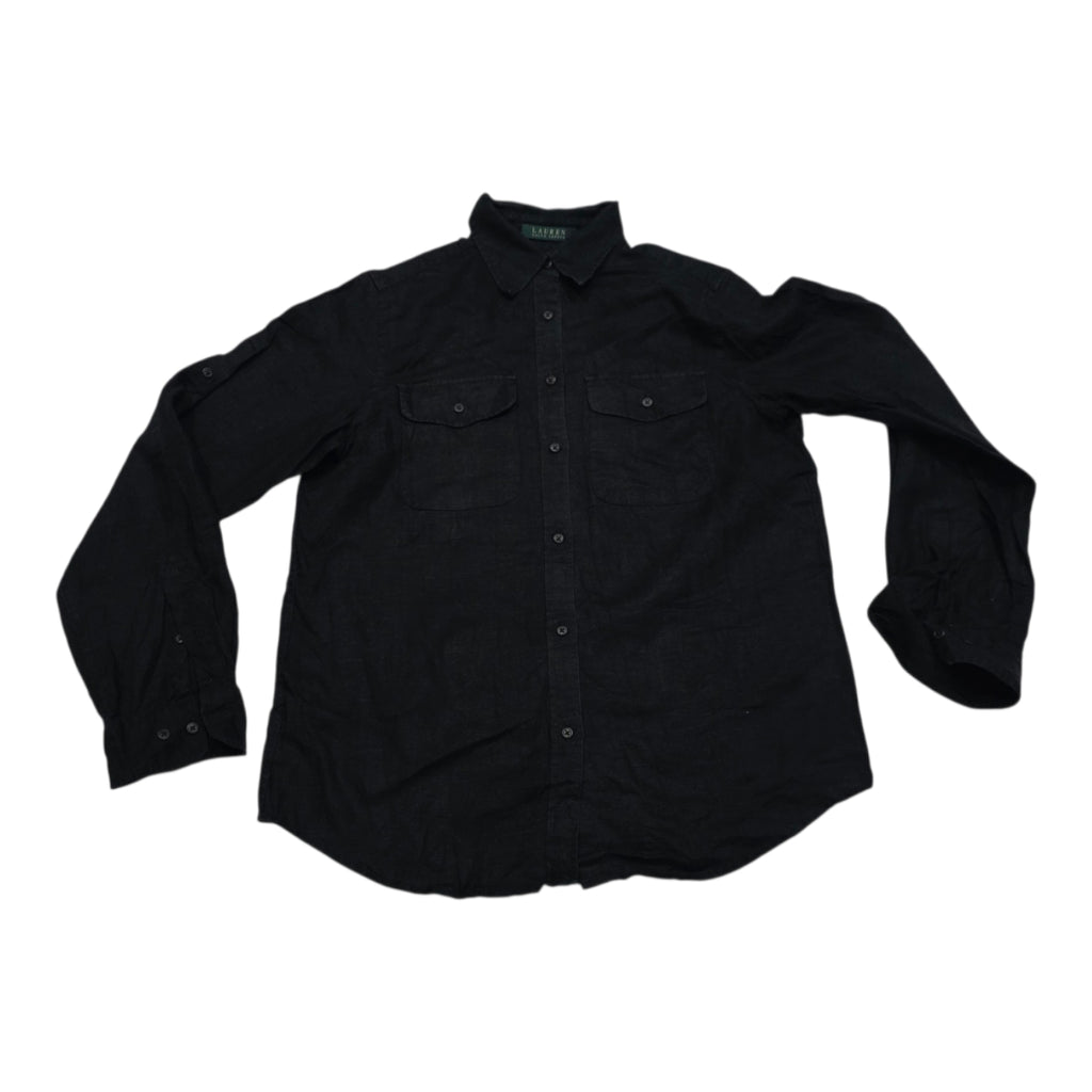 Camisa De Lino De Mujer Talla Chica Ralph Lauren Color Gris