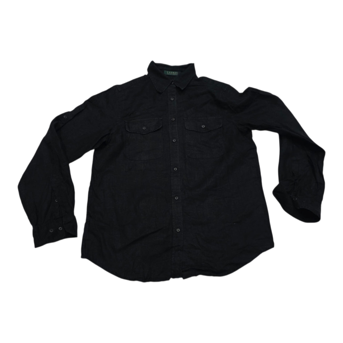 Camisa De Lino De Mujer Talla Chica Ralph Lauren Color Gris
