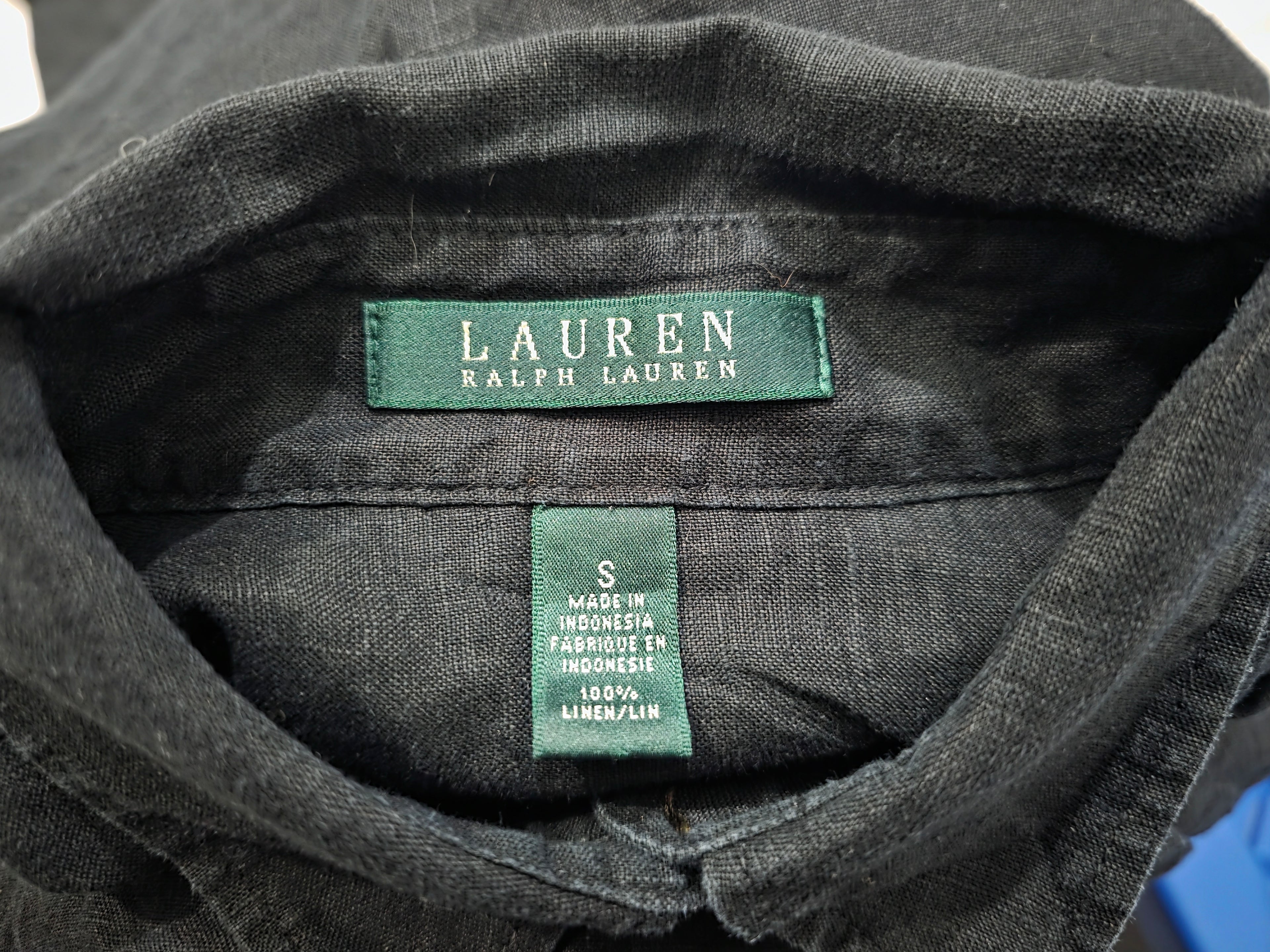 Camisa De Lino De Mujer Talla Chica Ralph Lauren Color Gris
