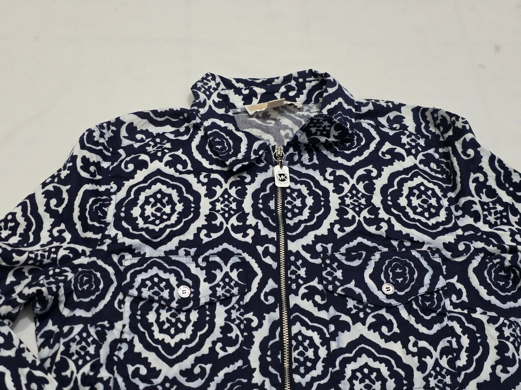 Camisa De Cierre Michael Kors Azul Figuras Mujer Talla Chica