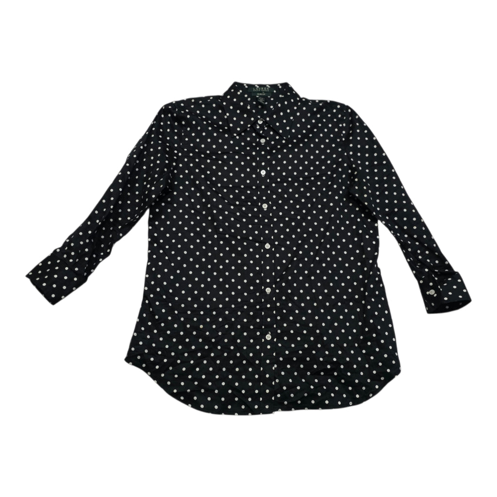 Camisa Ralph Lauren Mujer Talla 8 Slim Fit Negro De Lunares