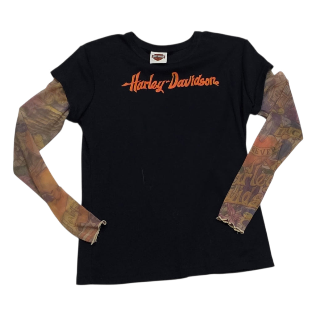 Playera Harley Davidson Mujer Talla Grande Azul Con Mangas