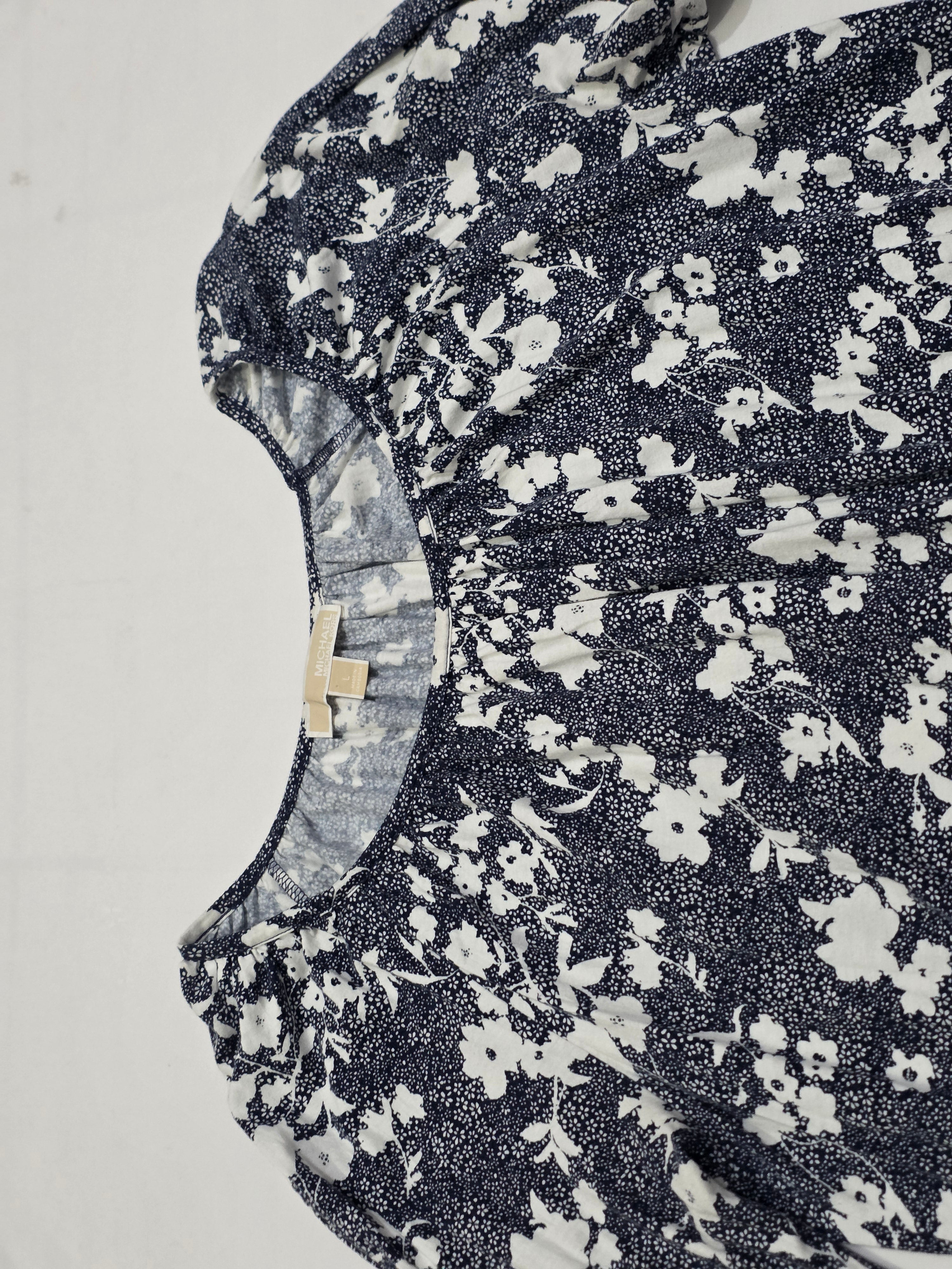Blusa Michael Kors De Mujer Grande Azul Con Flores Grande