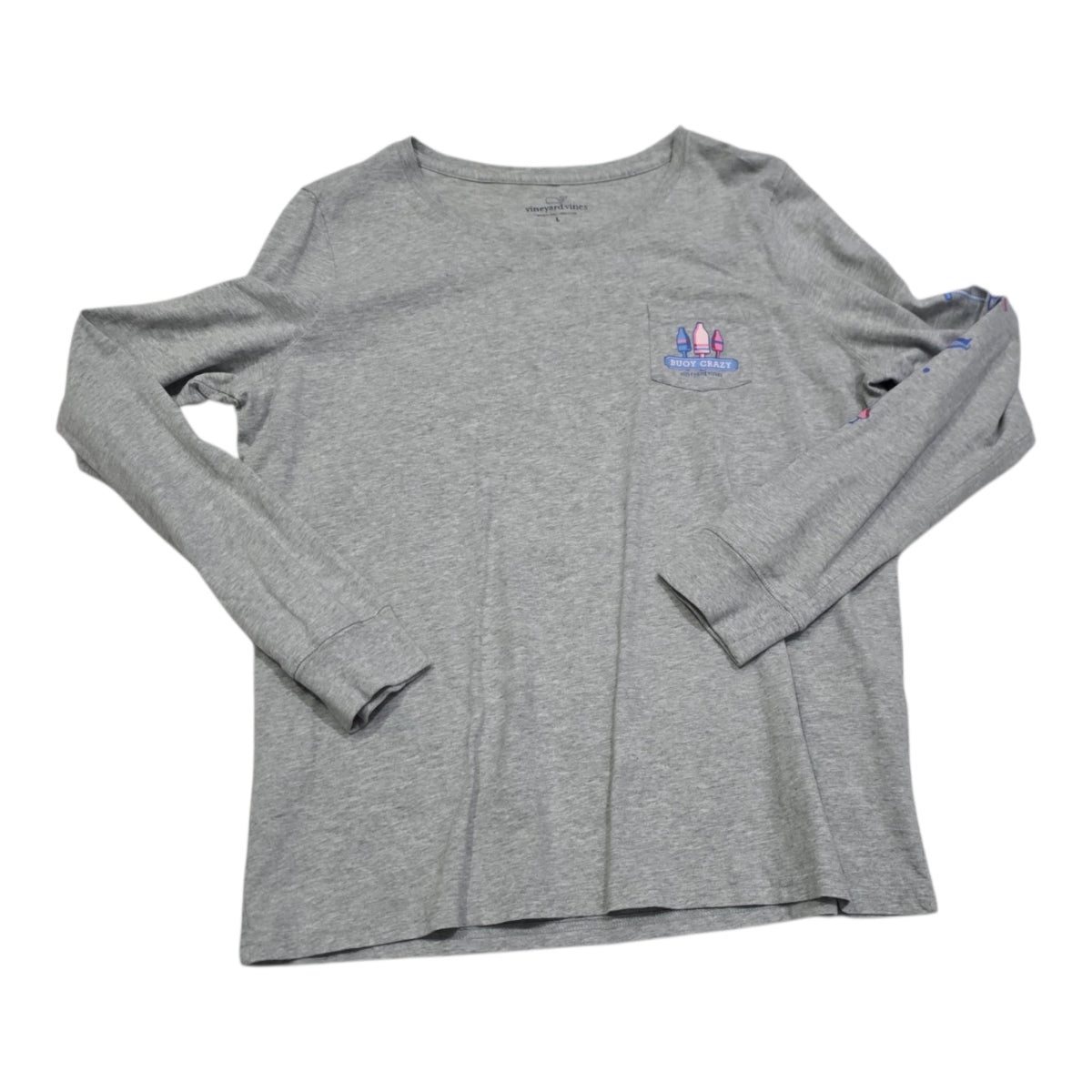 Playera Vineyard Vines Mujer Grande Color Gris Manga Larga