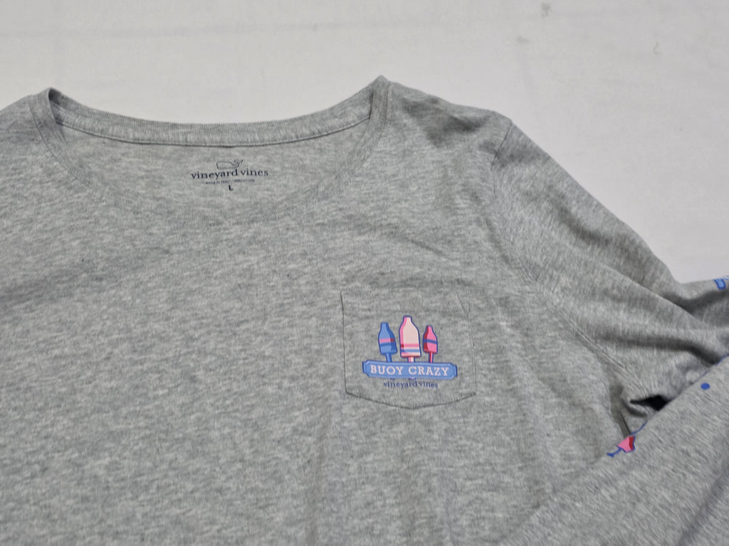 Playera Vineyard Vines Mujer Grande Color Gris Manga Larga