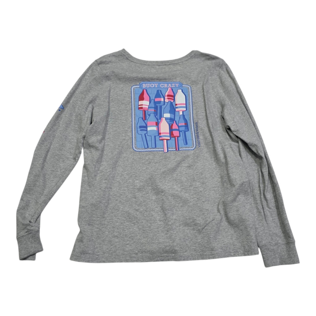 Playera Vineyard Vines Mujer Grande Color Gris Manga Larga