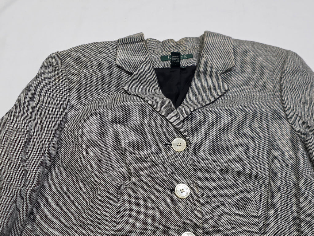 Blazer Ralph Lauren De Mujer Talla 12 Color Gris Jaspeado
