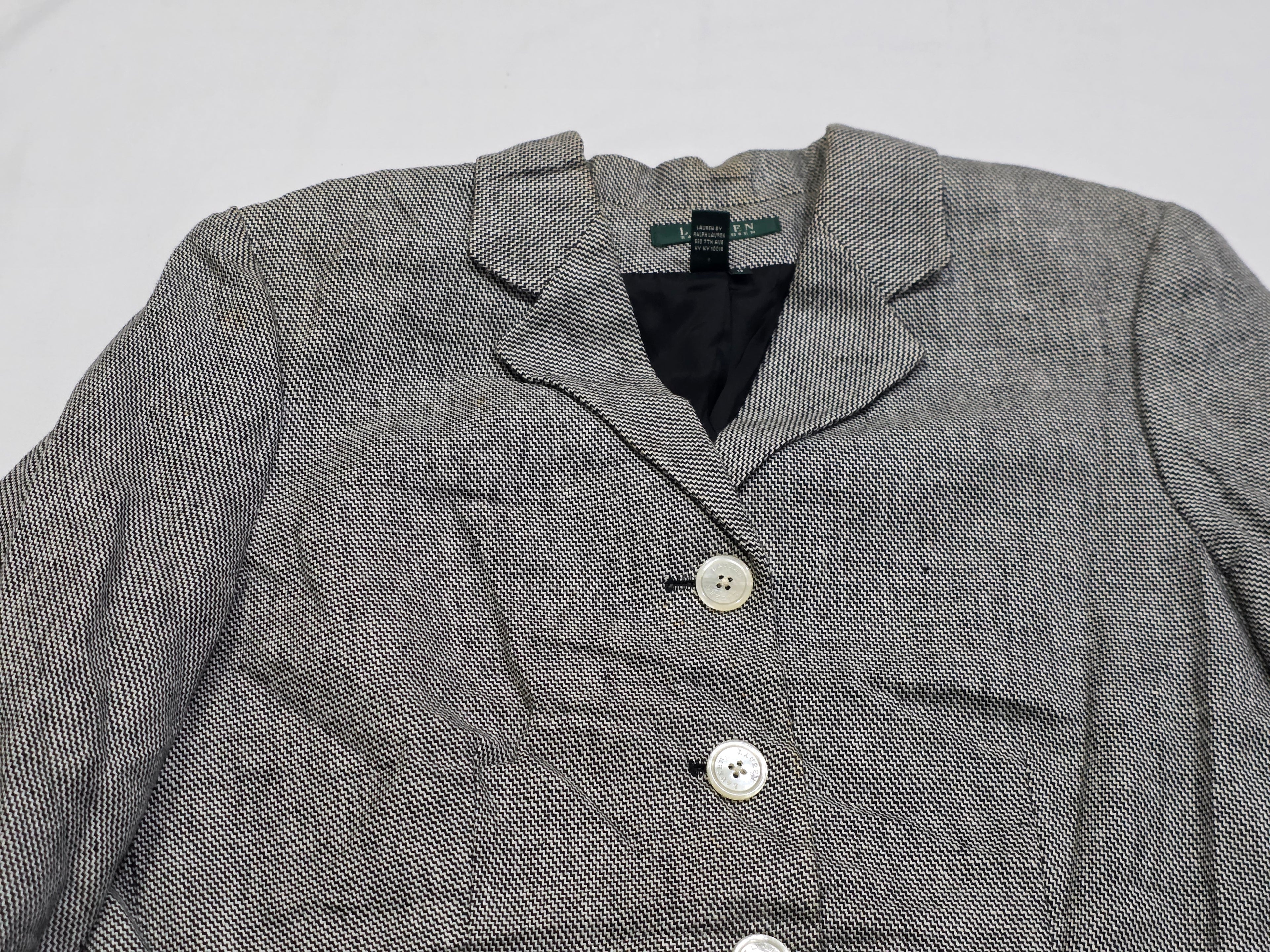 Blazer Ralph Lauren De Mujer Talla 12 Color Gris Jaspeado