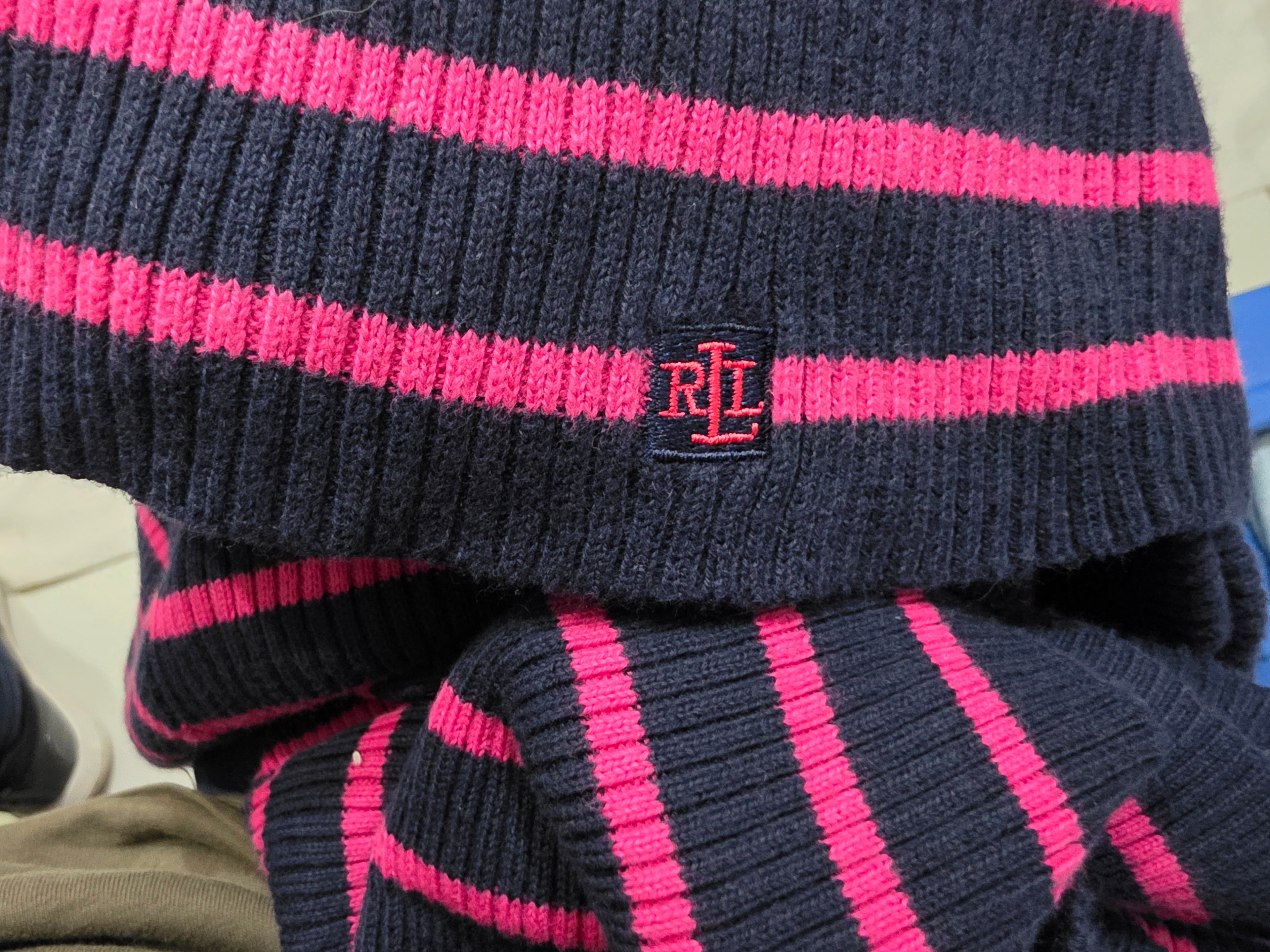 Sueter Ralph Lauren Mujer Extra Grande Rosa/negro Rayas