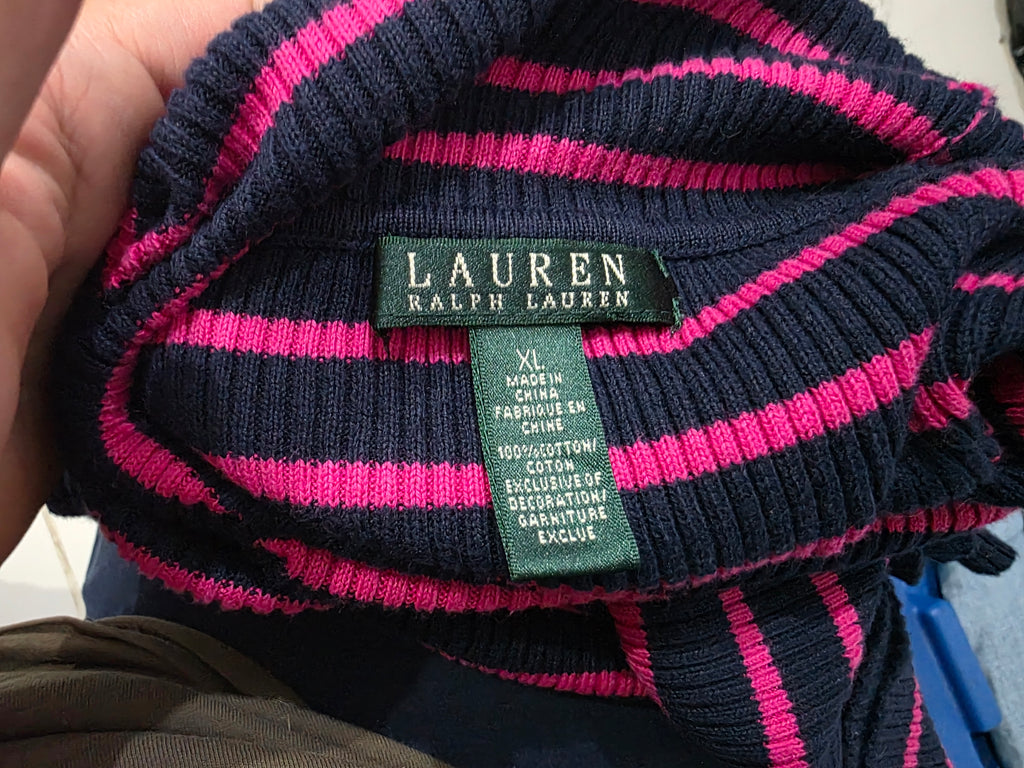 Sueter Ralph Lauren Mujer Extra Grande Rosa/negro Rayas