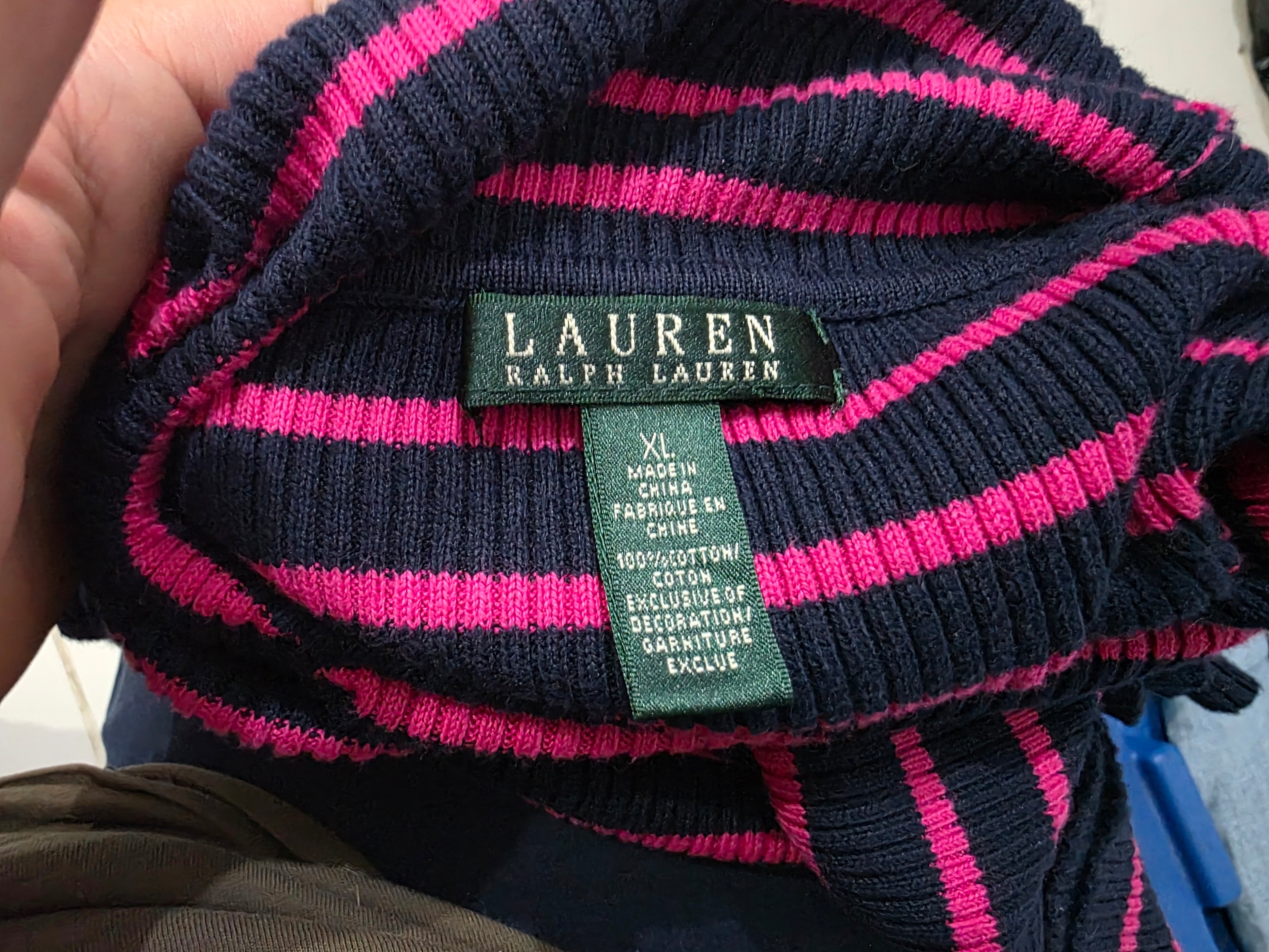 Sueter Ralph Lauren Mujer Extra Grande Rosa/negro Rayas
