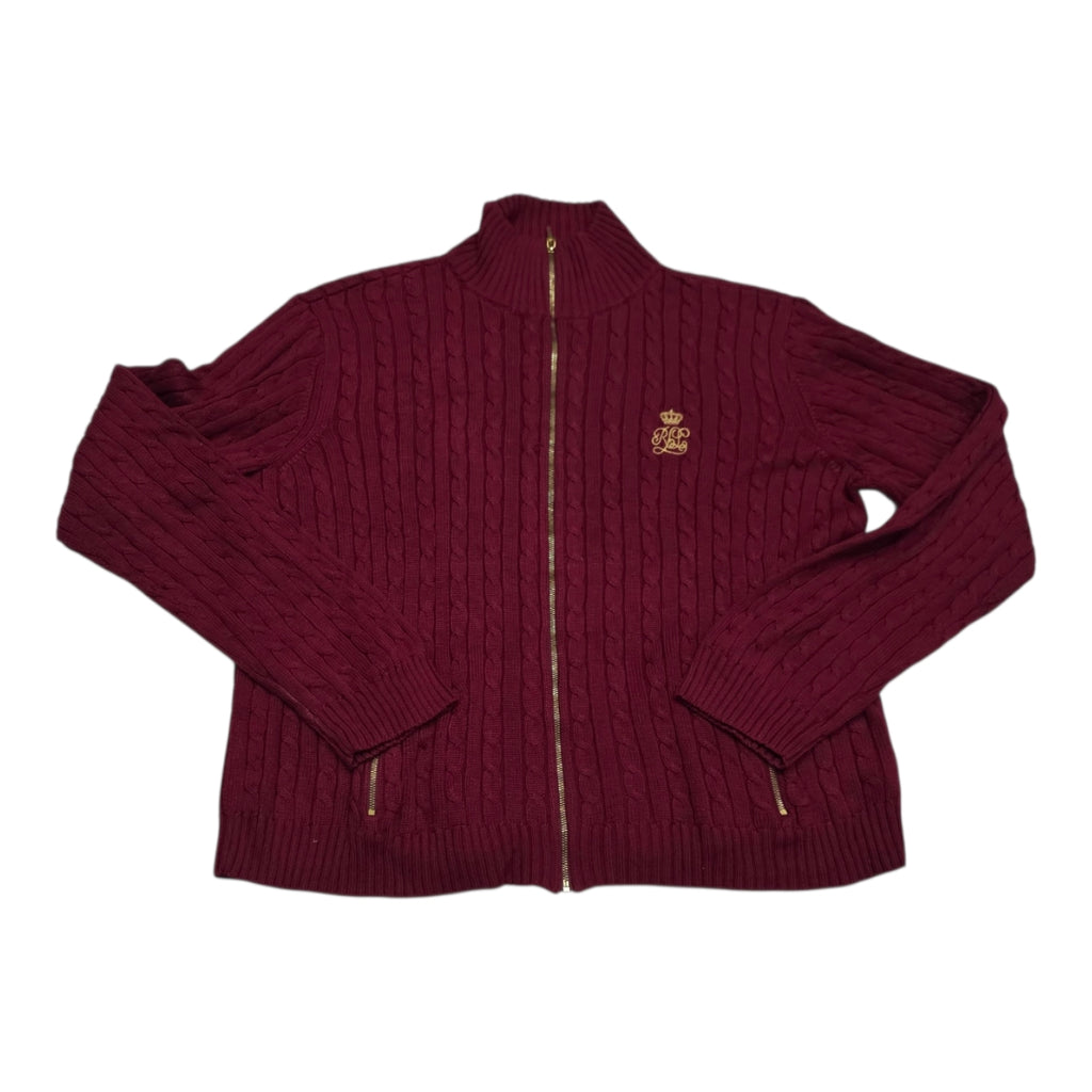 Sueter Ralph Lauren Mujer Xxl Cierre Dorado Rojo Oscuro