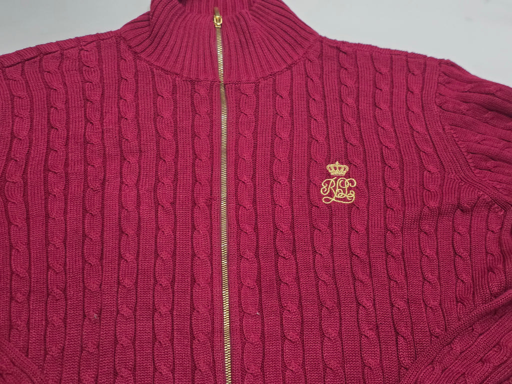 Sueter Ralph Lauren Mujer Xxl Cierre Dorado Rojo Oscuro