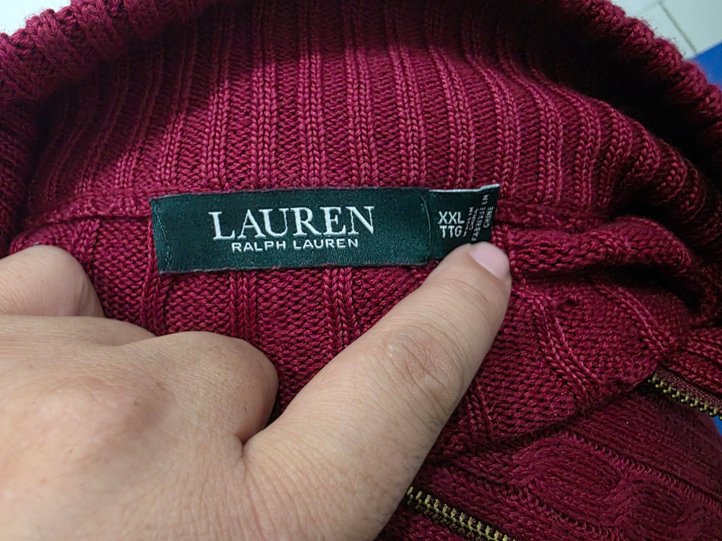 Sueter Ralph Lauren Mujer Xxl Cierre Dorado Rojo Oscuro