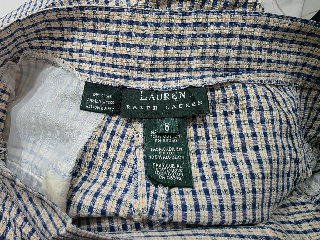 Pantalon Ralph Lauren Talla 6 Azul/amarillo A Cuadros