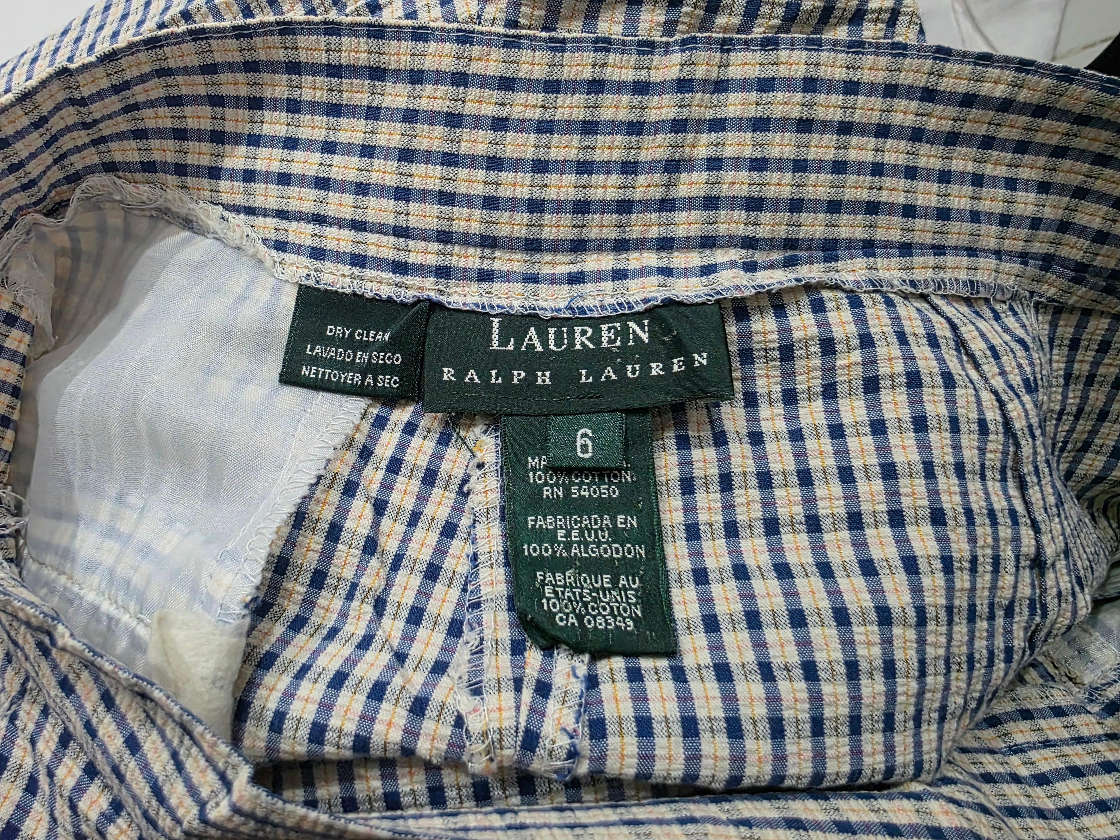 Pantalon Ralph Lauren Talla 6 Azul/amarillo A Cuadros