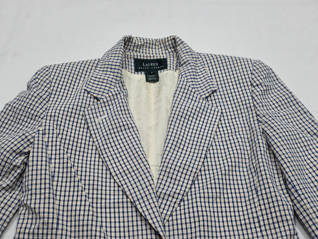Blazer Ralph Lauren Mujer 4 Color Azul/amarillo A Cuadros