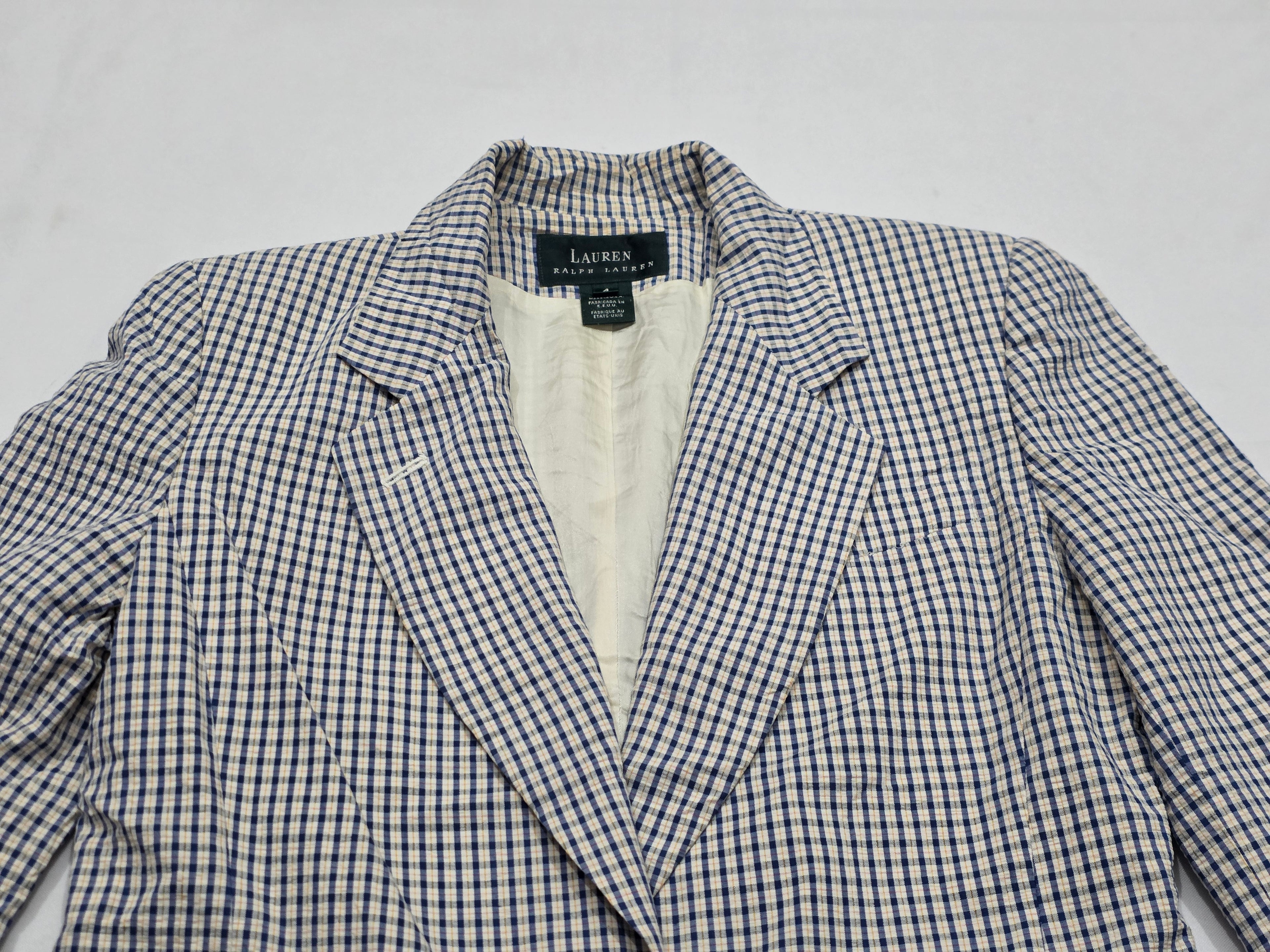 Blazer Ralph Lauren Mujer 4 Color Azul/amarillo A Cuadros