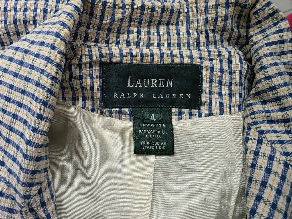 Blazer Ralph Lauren Mujer 4 Color Azul/amarillo A Cuadros
