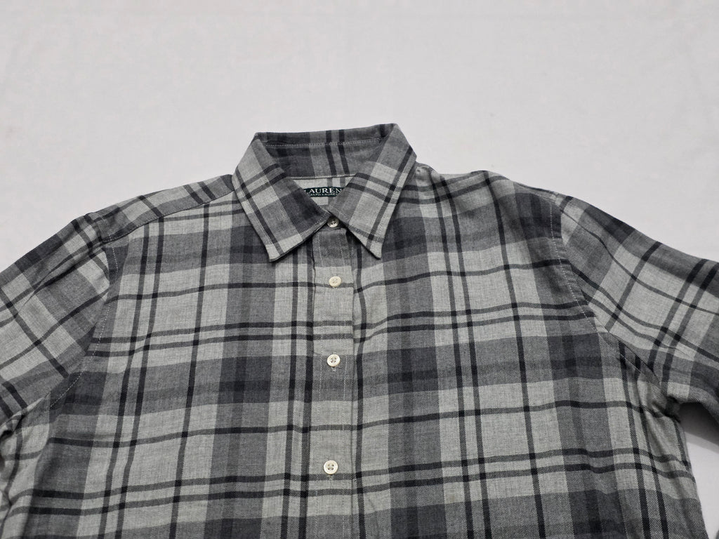 Camisa Ralph Lauren Mujer Talla Mediana Color Gris A Cuadros