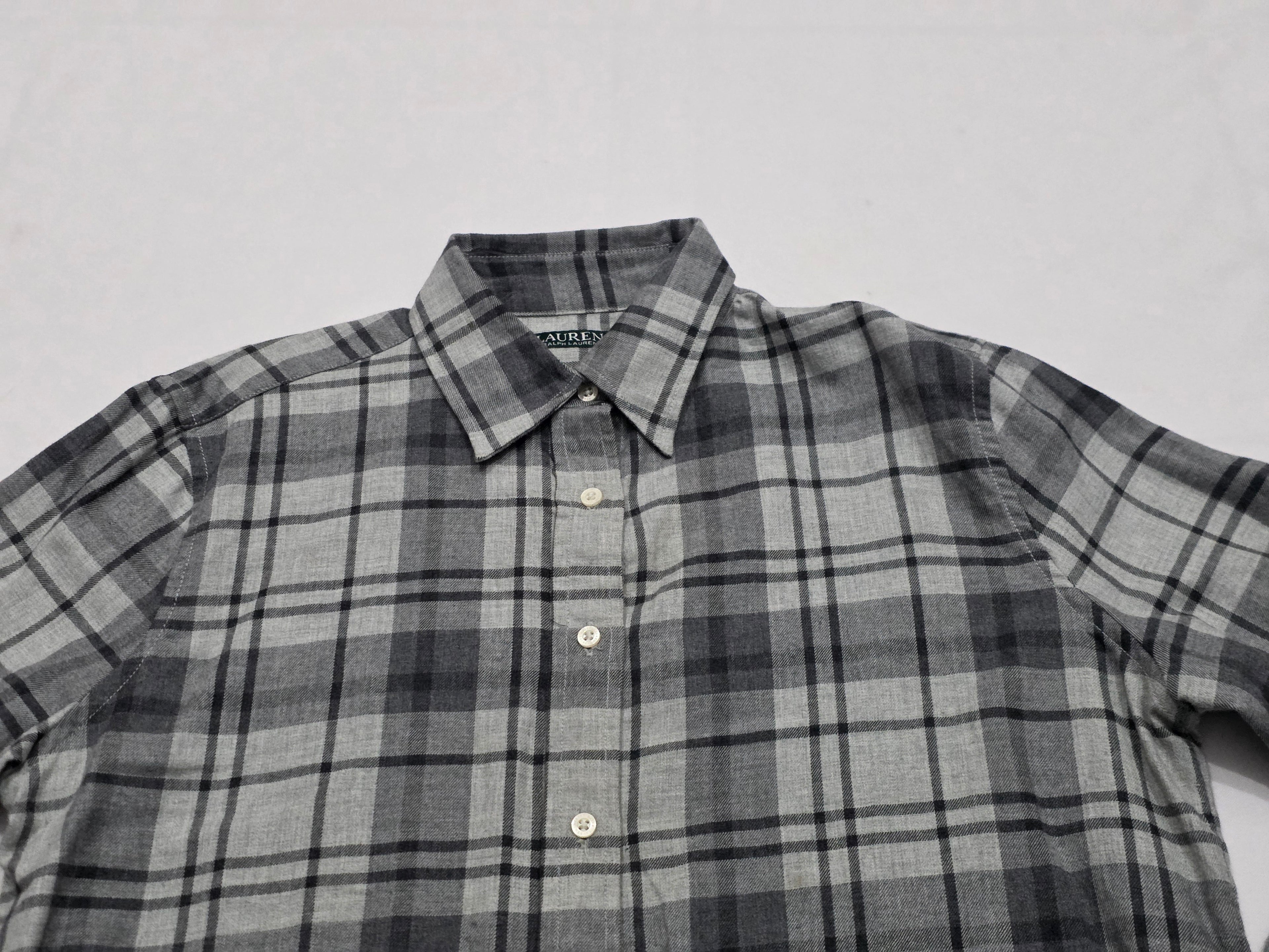 Camisa Ralph Lauren Mujer Talla Mediana Color Gris A Cuadros