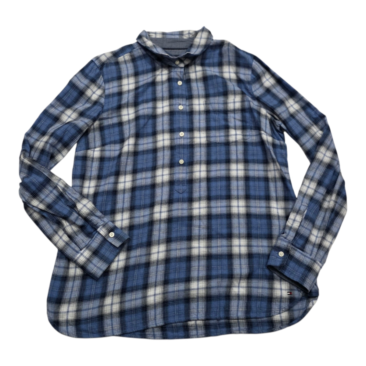 Blusa Tommy Hilfiger De Mujer Mediana Boton Azul/gris