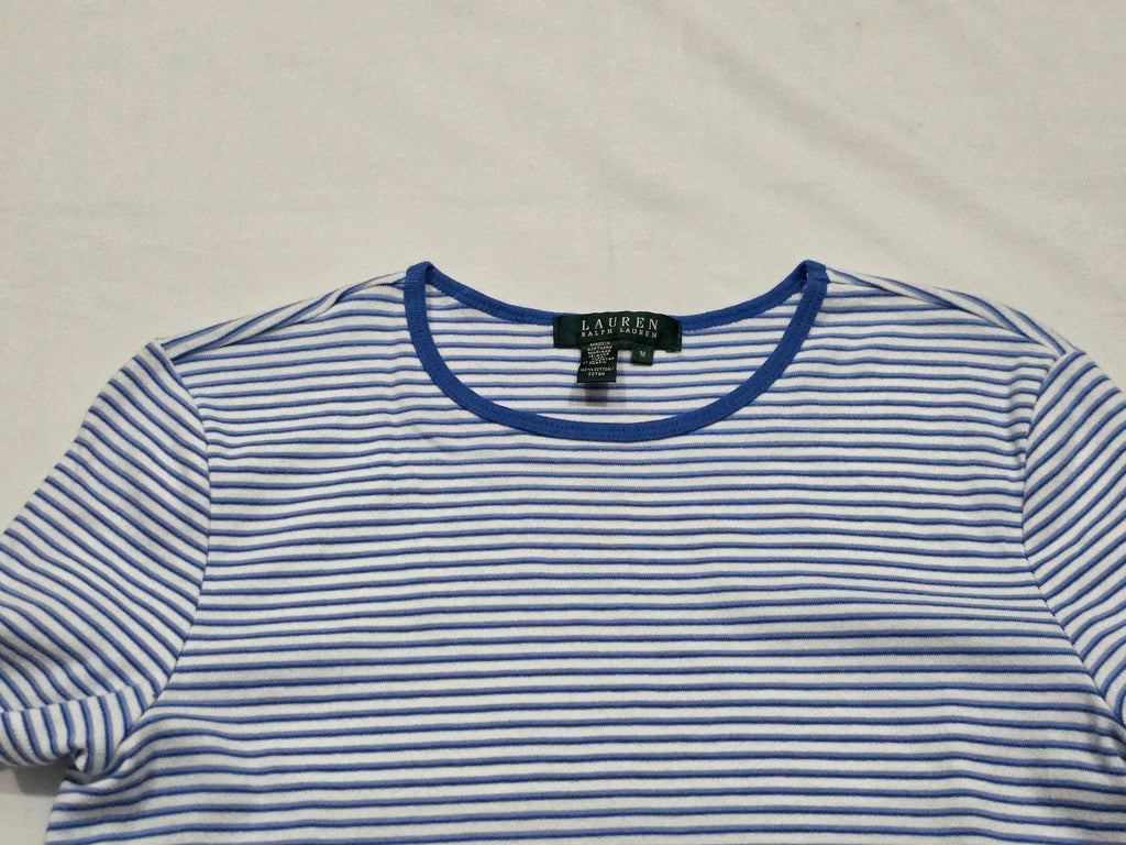 Playera Ralph Lauren Azul Rayas Mujer Mediana Manga Corta