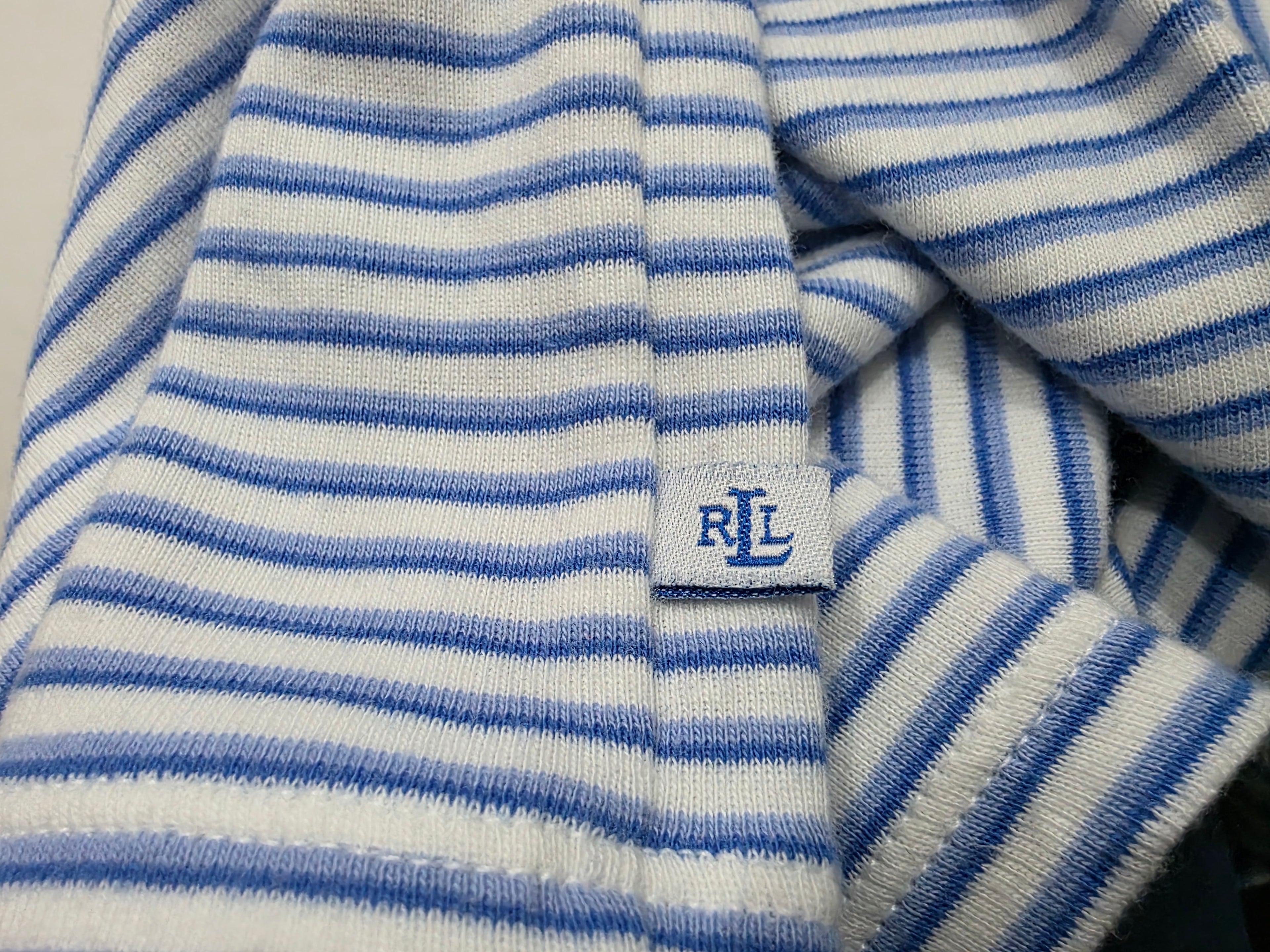 Playera Ralph Lauren Azul Rayas Mujer Mediana Manga Corta