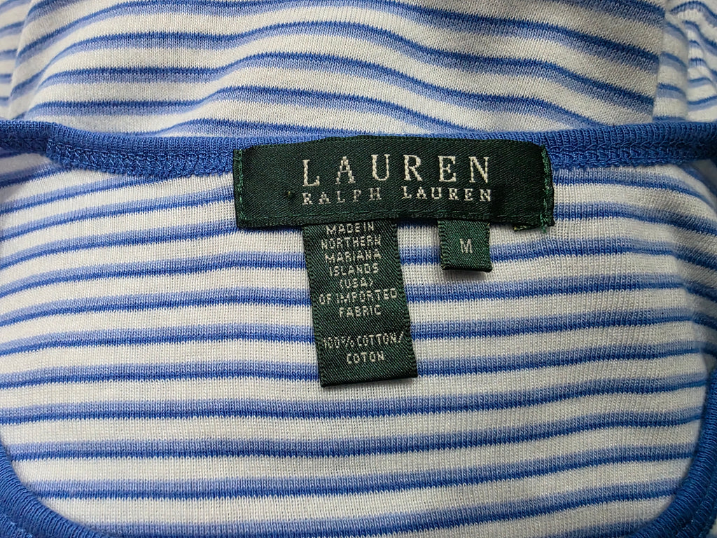 Playera Ralph Lauren Azul Rayas Mujer Mediana Manga Corta