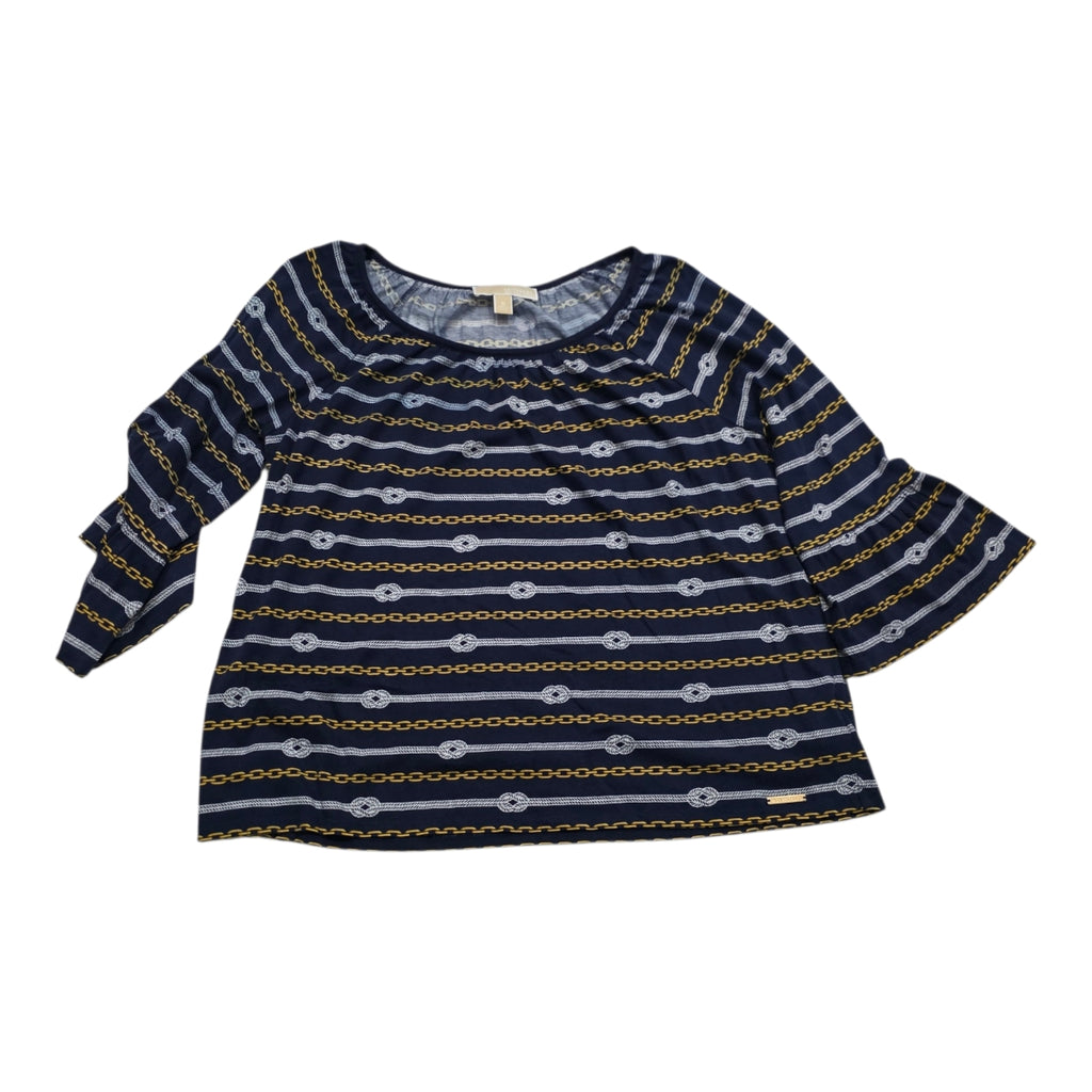Blusa Michael Kors Azul Con Dorado Amplia Mediana