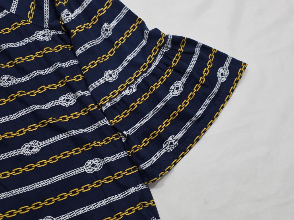 Blusa Michael Kors Azul Con Dorado Amplia Mediana