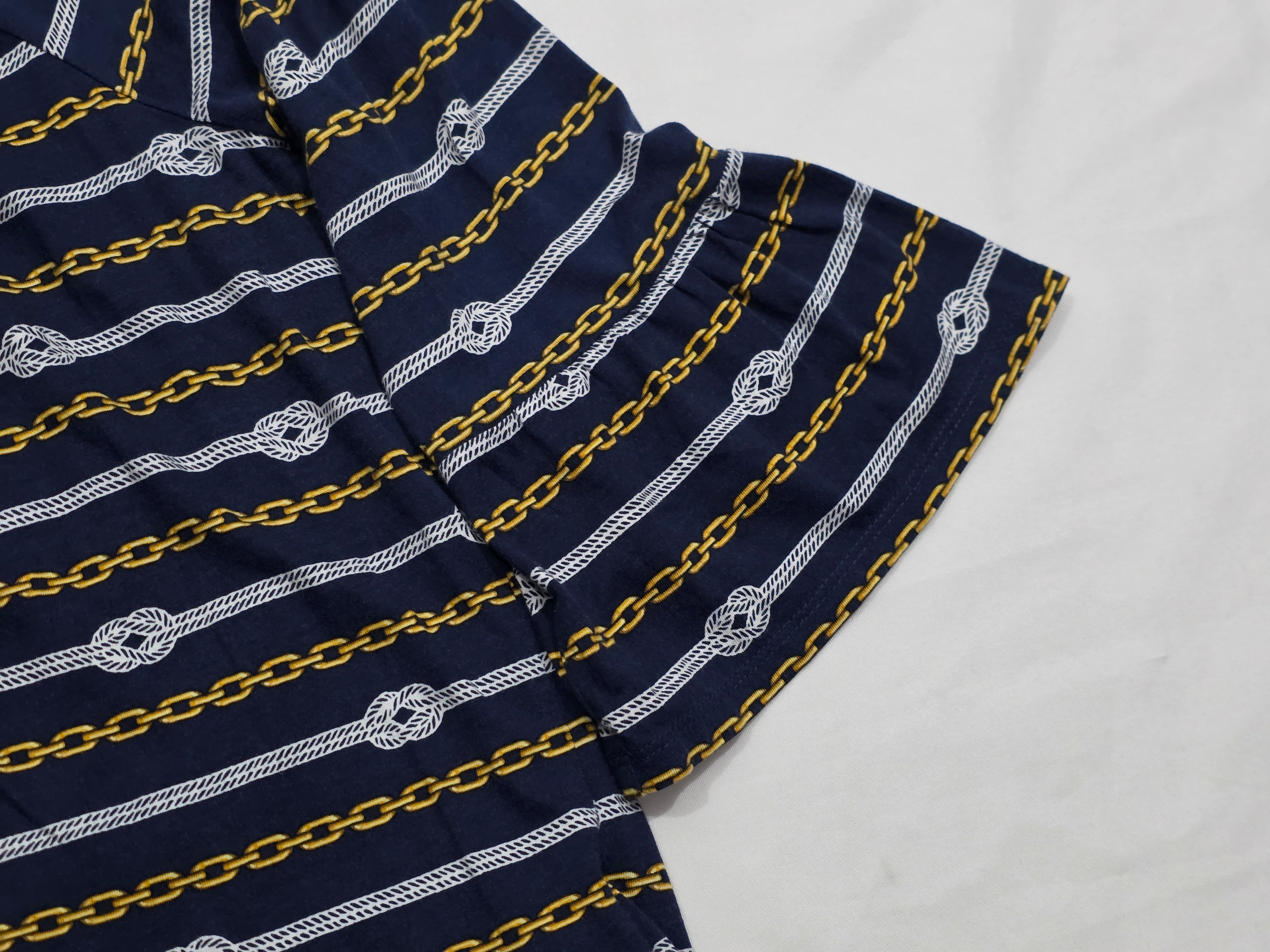 Blusa Michael Kors Azul Con Dorado Amplia Mediana