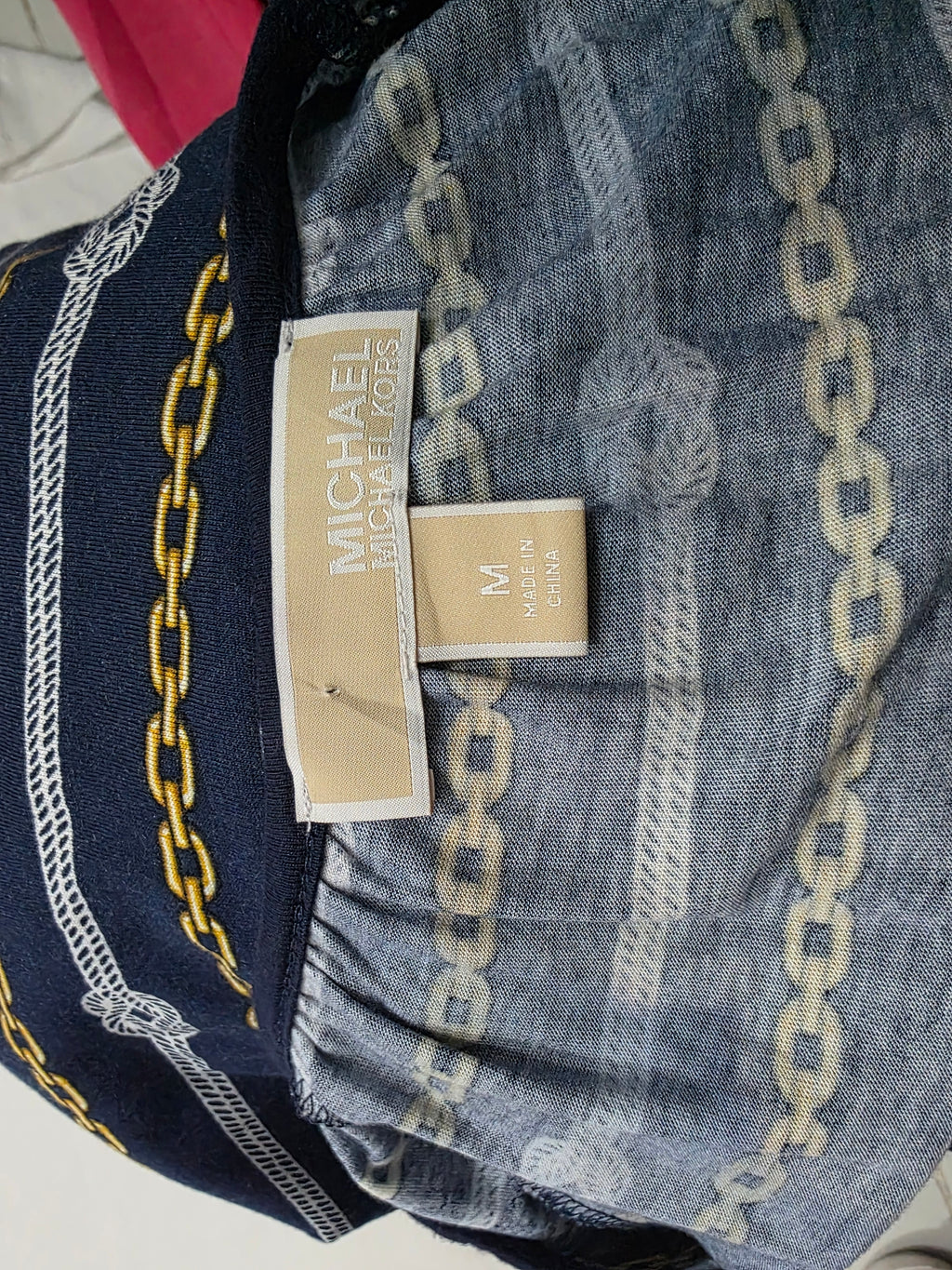 Blusa Michael Kors Azul Con Dorado Amplia Mediana