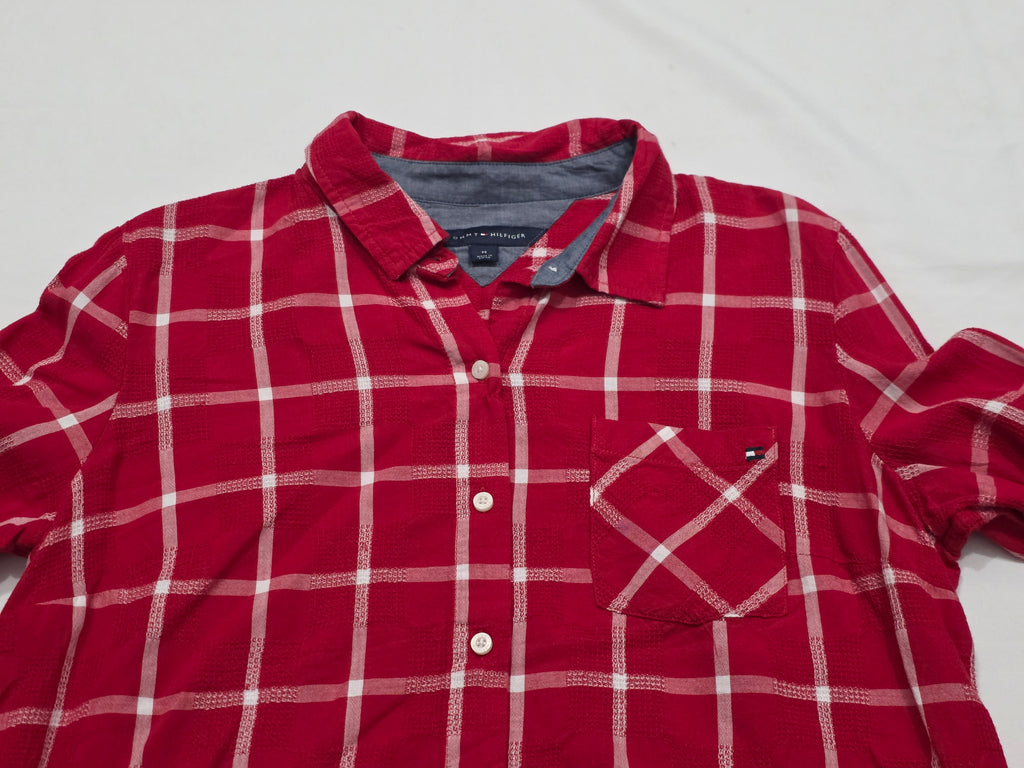 Camisa Tommy Hilfiger Mujer Mediana Roja/blanco A Cuadros (Usado)