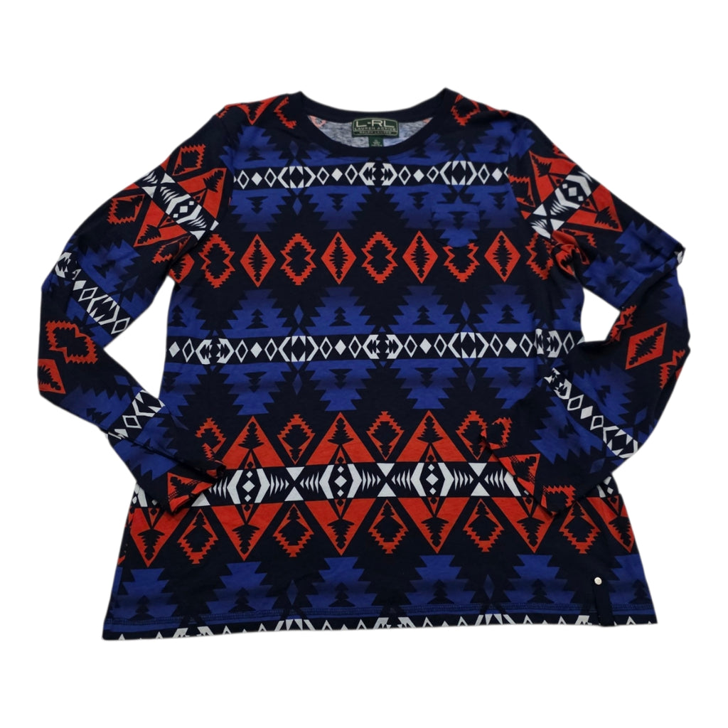 Playera Ralph Lauren Active Azul/rojo Extra Grande De Mujer