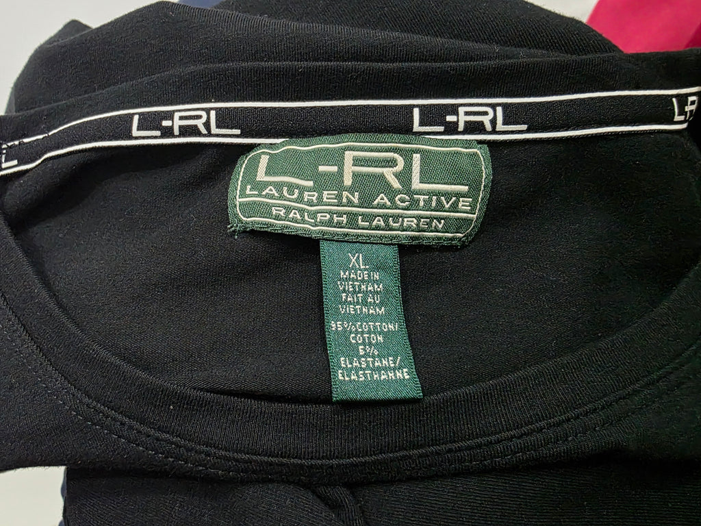 Playera Ralph Lauren Active Mujer Extra Grande Negro Corta