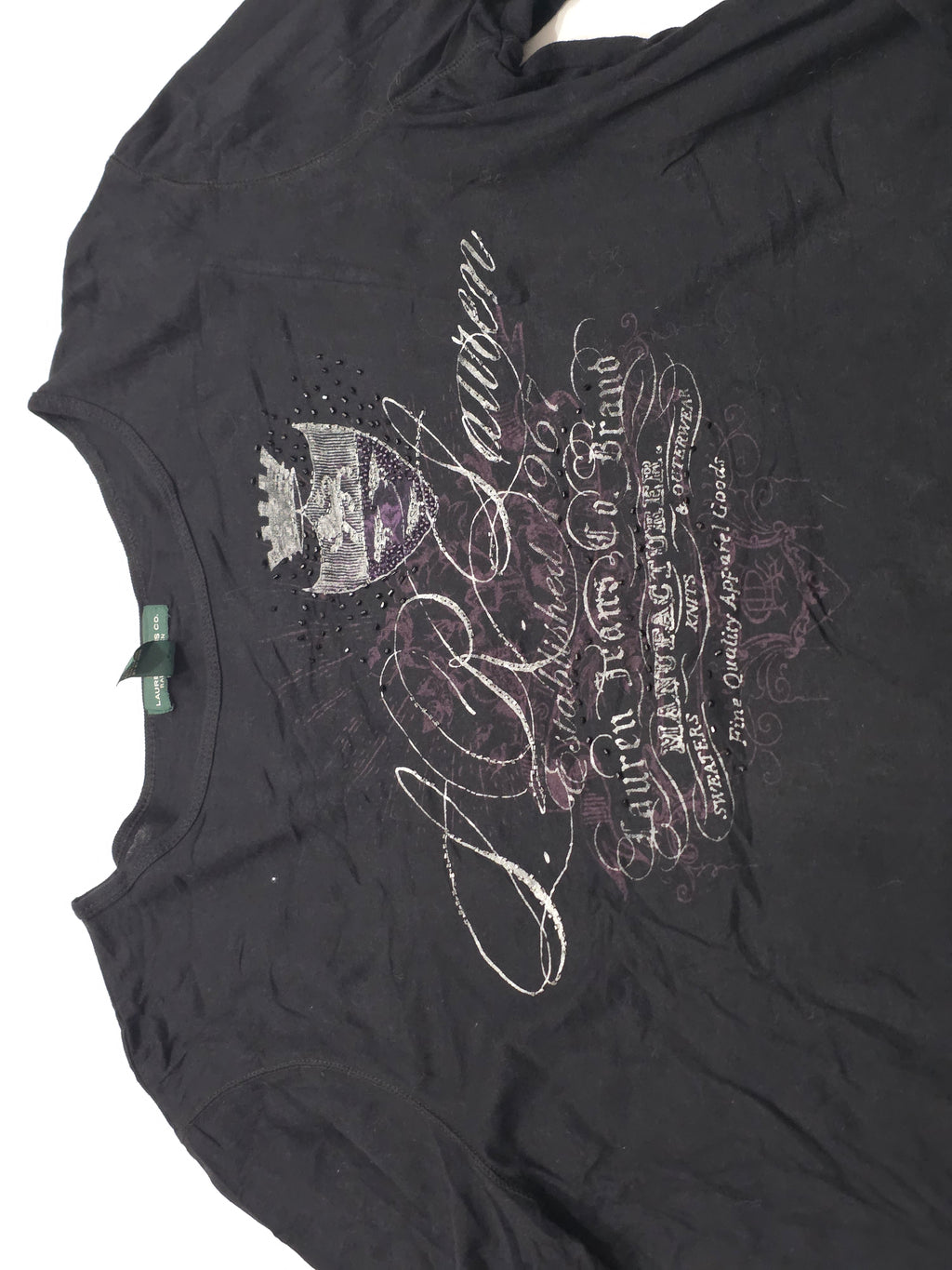 Playera Ralph Lauren Jeans Mujer Extragrande Negro Mangaarga (Usado)