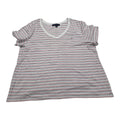 Playera Tommy Hilfiger De Mujer Talla 1x Gris/rojo Rayasda (