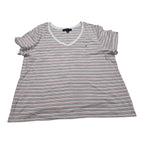 Playera Tommy Hilfiger De Mujer Talla 1x Gris/rojo Rayasda (