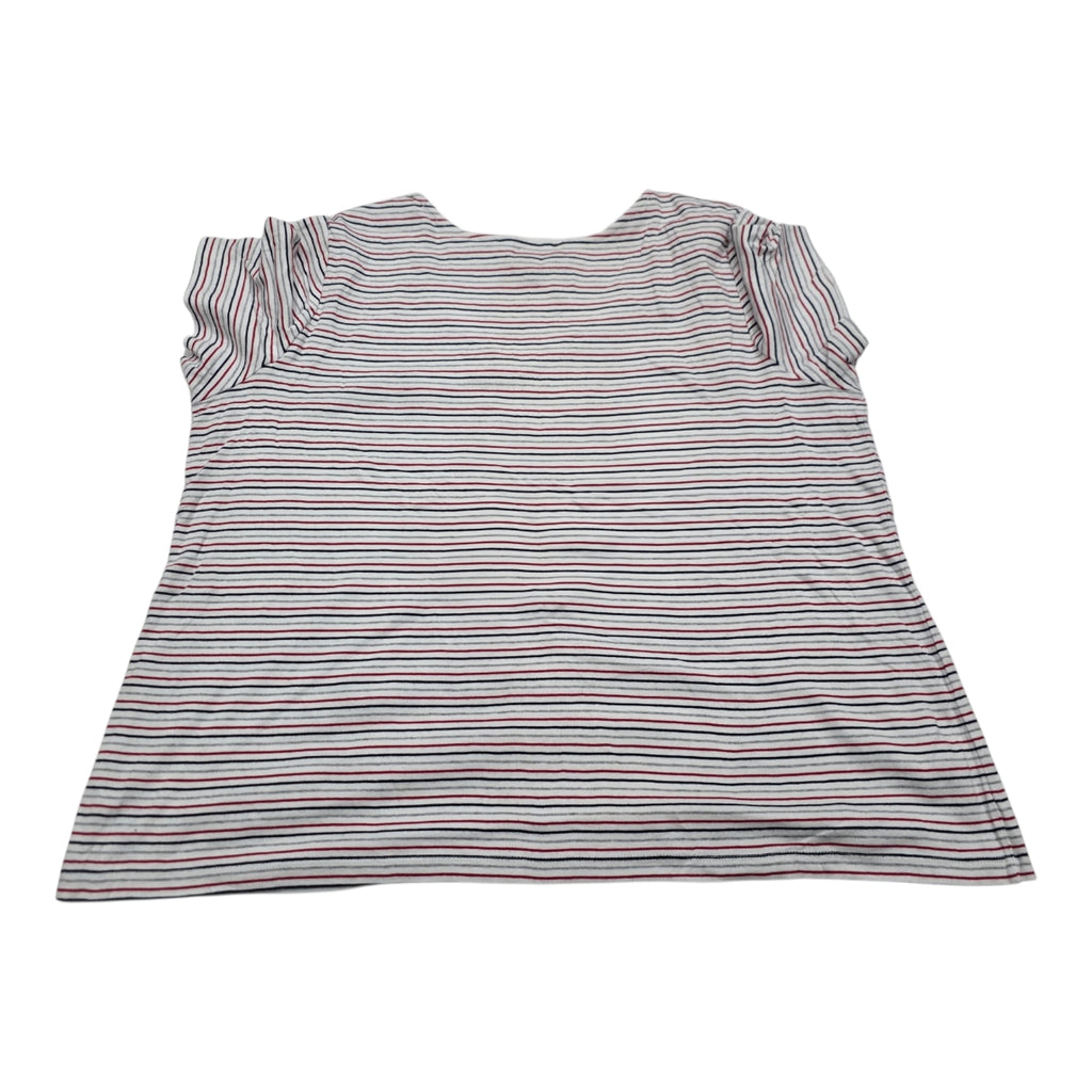 Playera Tommy Hilfiger De Mujer Talla 1x Gris/rojo Rayasda (