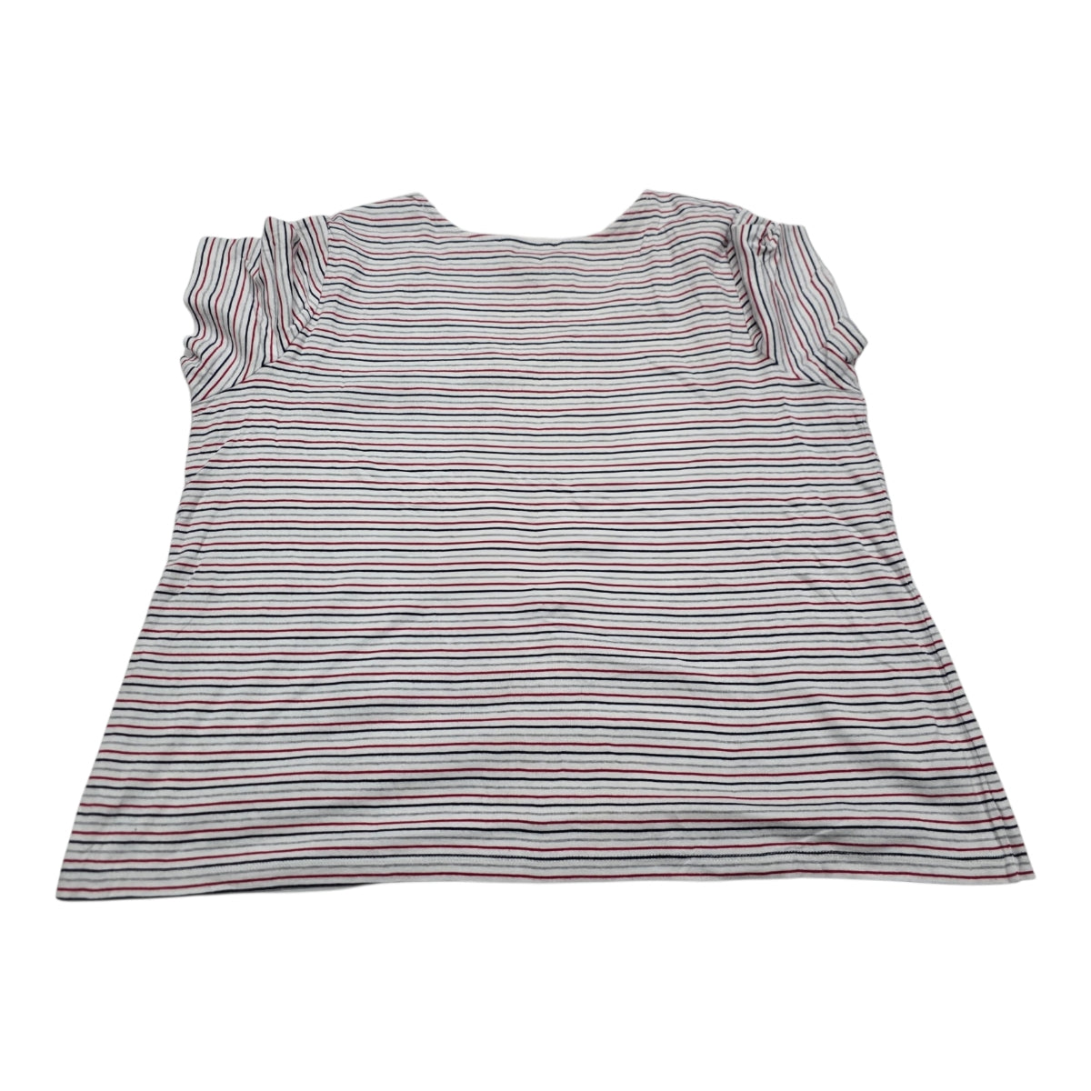 Playera Tommy Hilfiger De Mujer Talla 1x Gris/rojo Rayasda (
