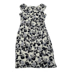 Vestido Ralph Lauren Gris/blanco Flores Talla 6 Manga Corta