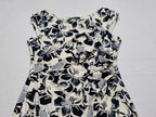 Vestido Ralph Lauren Gris/blanco Flores Talla 6 Manga Corta